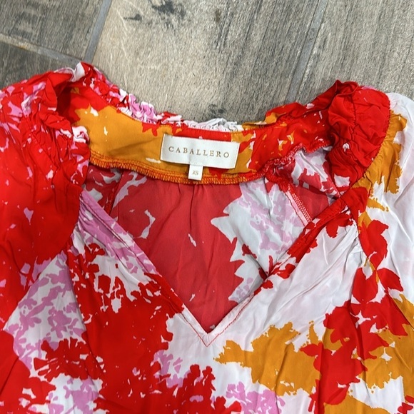 Caballero pink floral blouse womens size XS - Picture 4 of 8